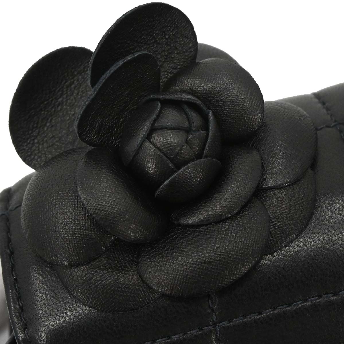 Chanel Black Lambskin Choco Bar Camellia Shoulder Bag