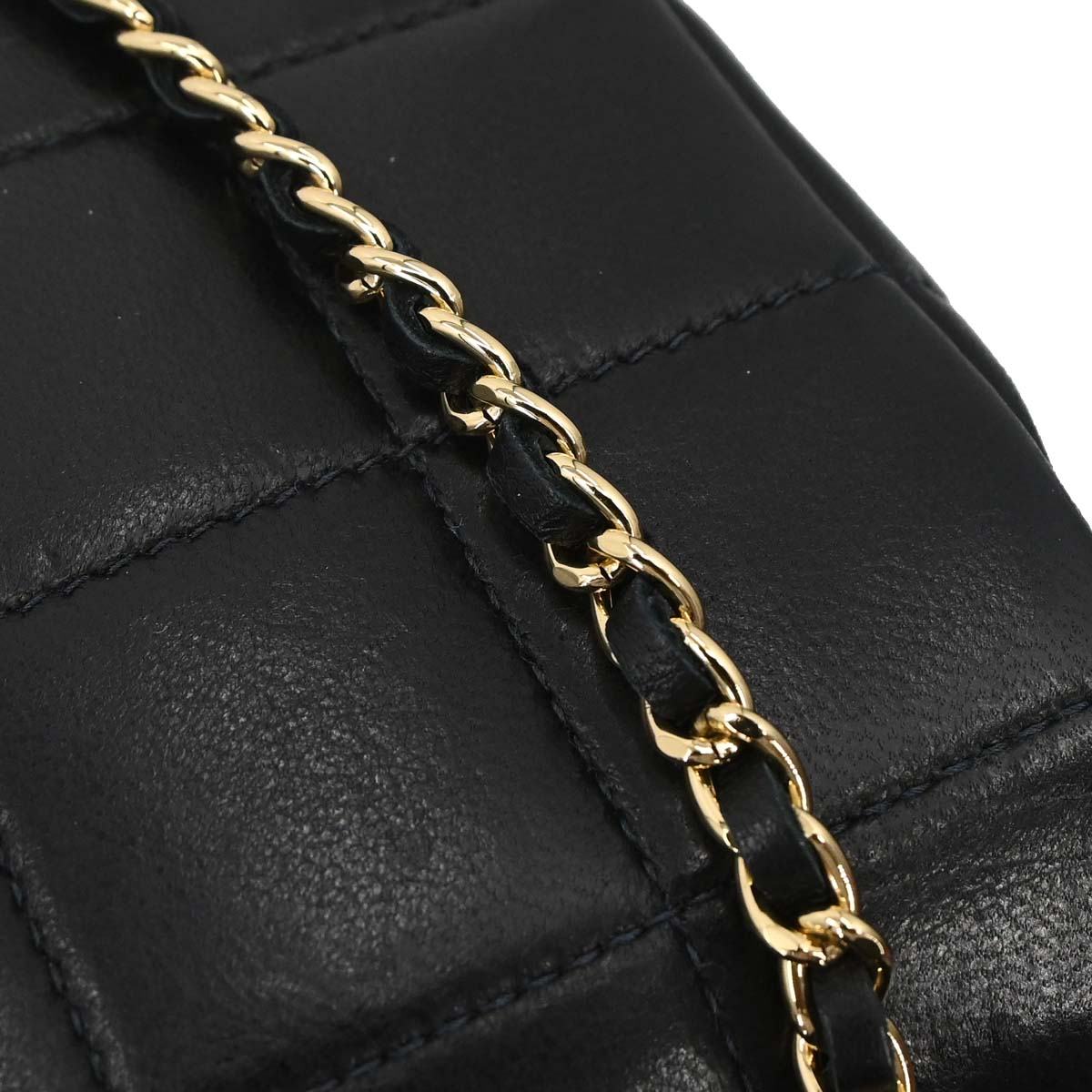 Chanel Black Lambskin Choco Bar Camellia Shoulder Bag