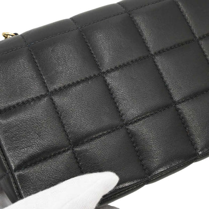 Chanel Black Lambskin Choco Bar Camellia Shoulder Bag