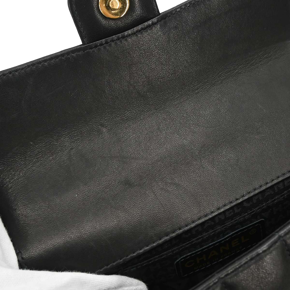 Chanel Black Lambskin Choco Bar Camellia Shoulder Bag