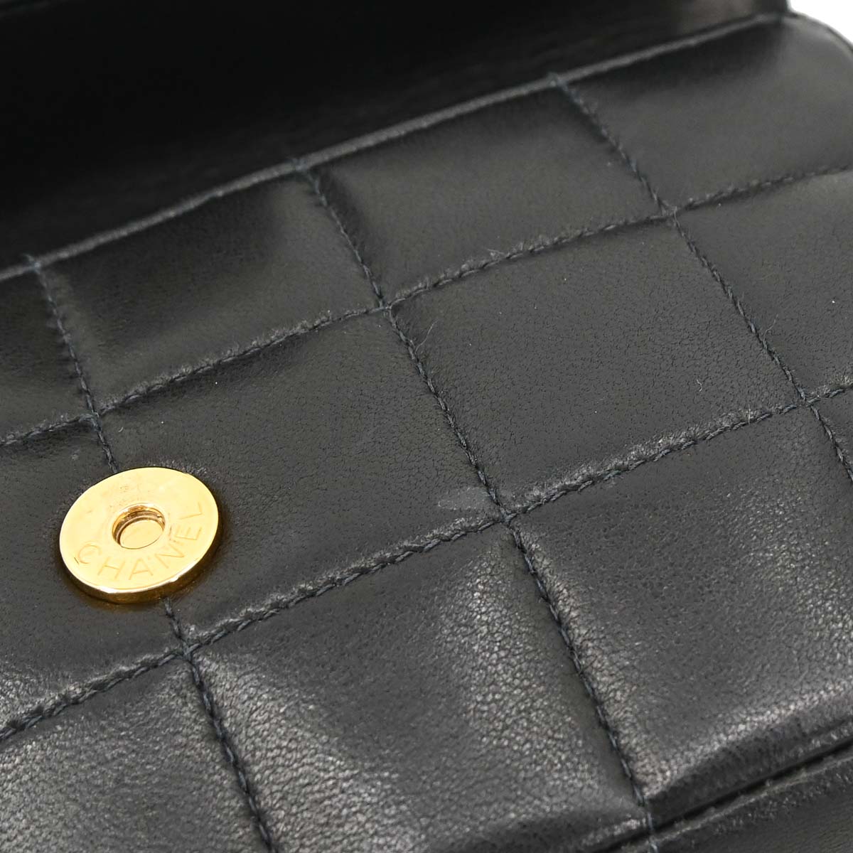 Chanel Black Lambskin Choco Bar Camellia Shoulder Bag