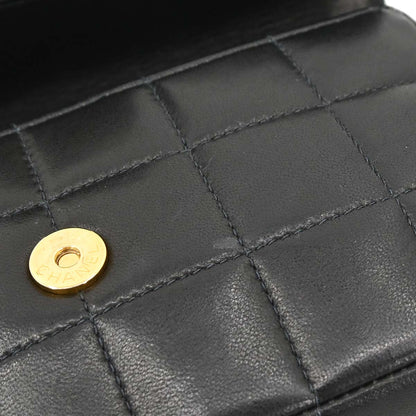 Chanel Black Lambskin Choco Bar Camellia Shoulder Bag