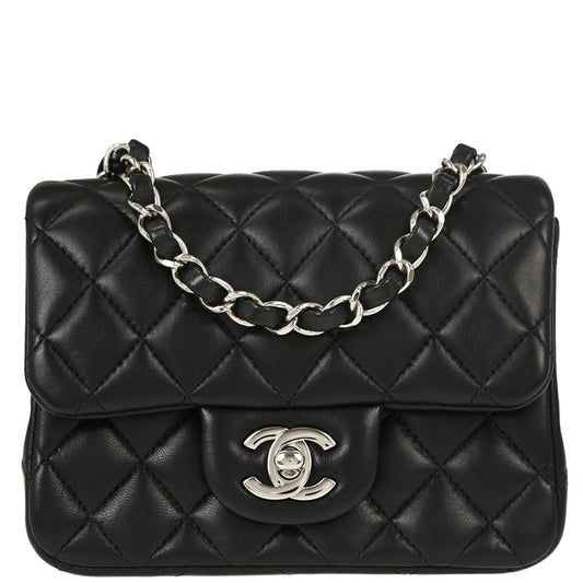 Chanel Black Lambskin Mini Classic Square Flap Shoulder Bag 17
