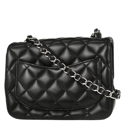 Chanel Black Lambskin Mini Classic Square Flap Shoulder Bag 17