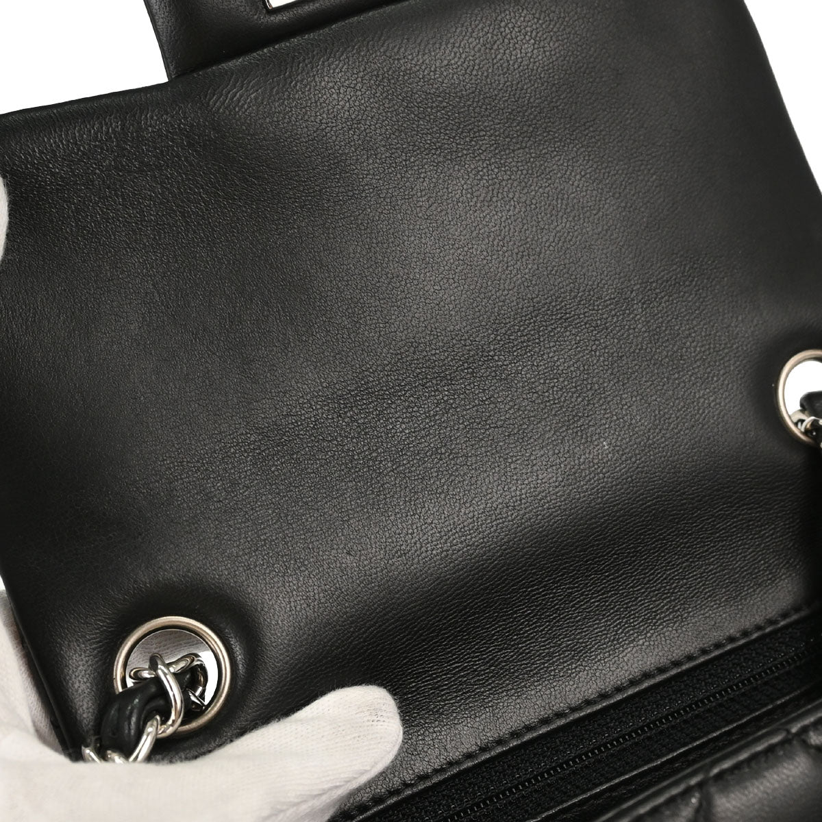 Chanel Black Lambskin Mini Classic Square Flap Shoulder Bag 17