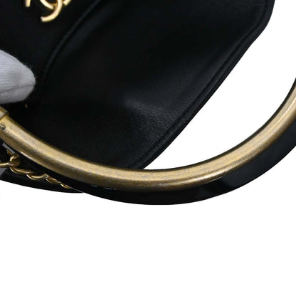 Chanel Black Lambskin Chevron Handle with Chic Bucket 2way Shoulder Handbag