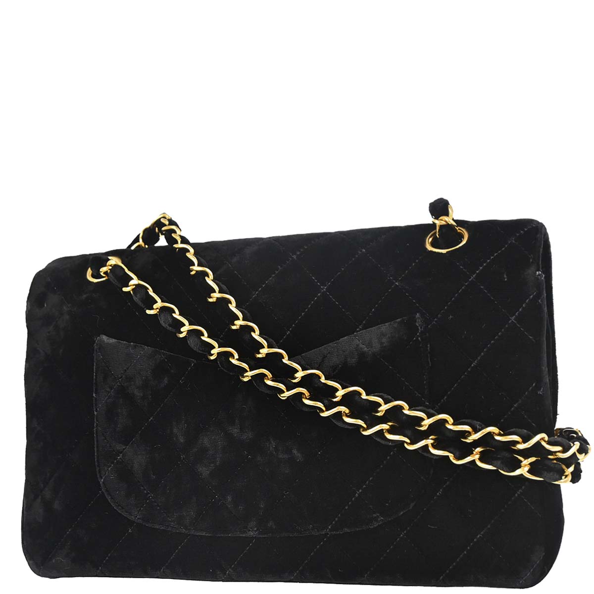 Chanel 1994-1996 Black Velvet Medium Classic Double Flap Shoulder Bag