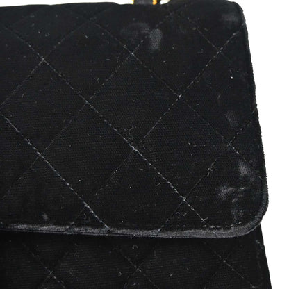 Chanel 1994-1996 Black Velvet Medium Classic Double Flap Shoulder Bag