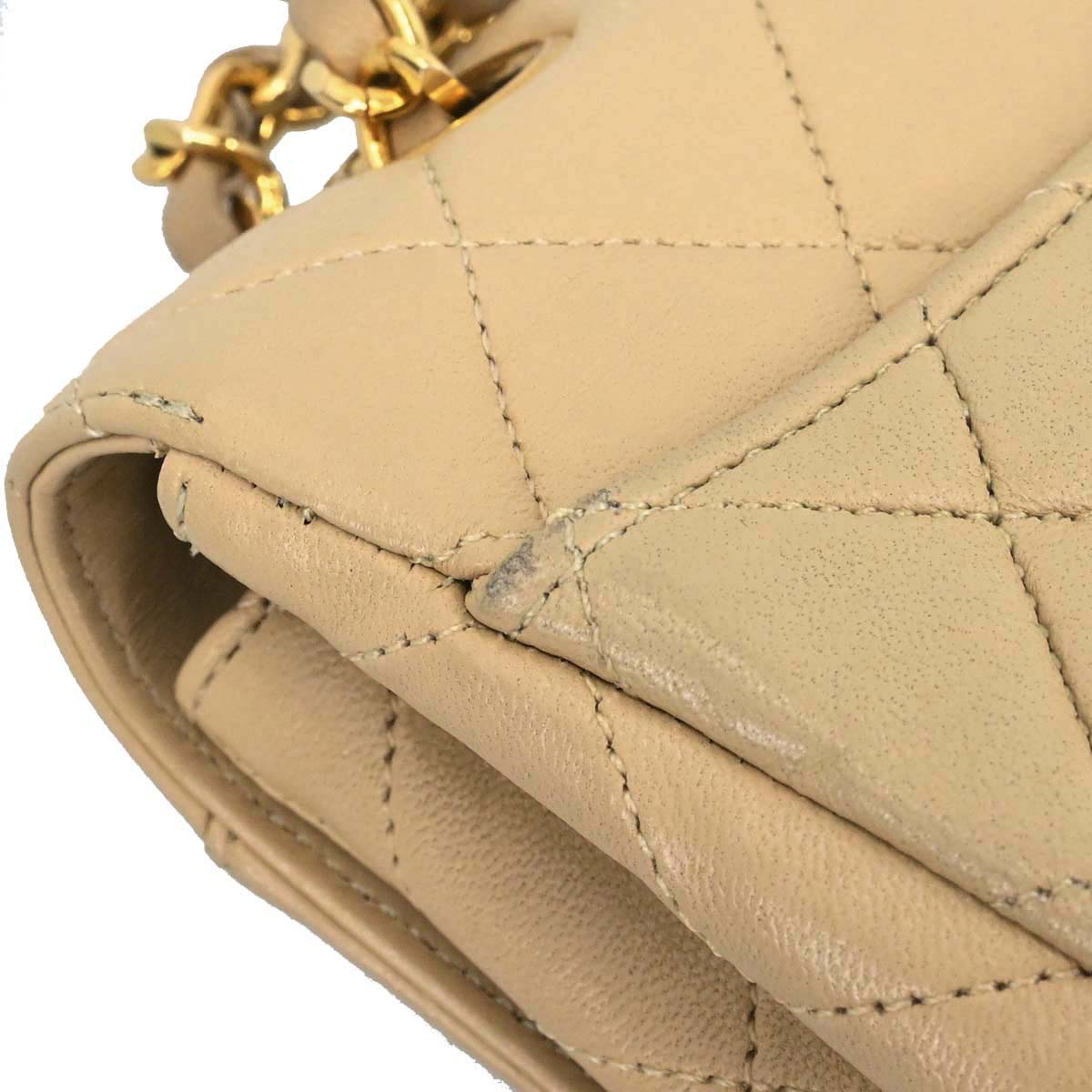 Chanel Beige Lambskin Shoulder Bag