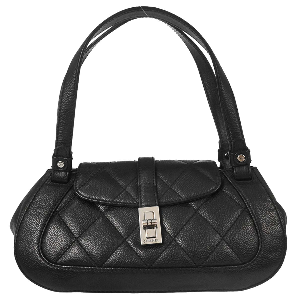 Chanel 2005-2006 Black Caviar Skin Mademoiselle Lock Handbag