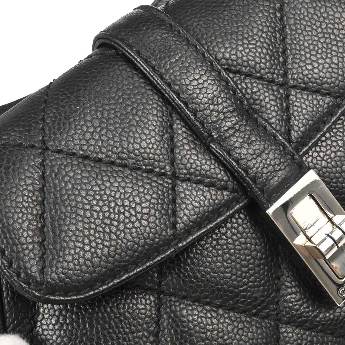 Chanel 2005-2006 Black Caviar Skin Mademoiselle Lock Handbag