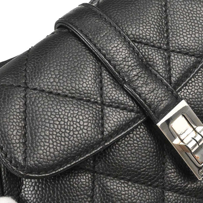Chanel 2005-2006 Black Caviar Skin Mademoiselle Lock Handbag