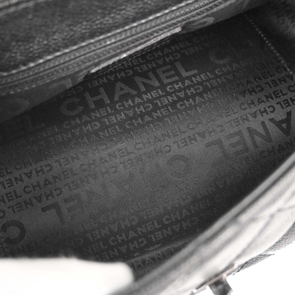 Chanel 2005-2006 Black Caviar Skin Mademoiselle Lock Handbag