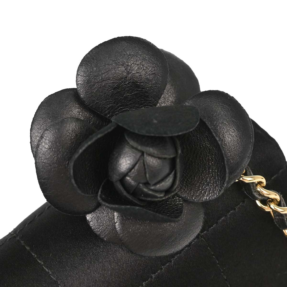 Chanel 2006-2008 Black Satin Camellia Choco Bar Shoulder Bag