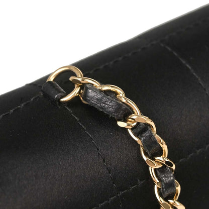 Chanel 2006-2008 Black Satin Camellia Choco Bar Shoulder Bag
