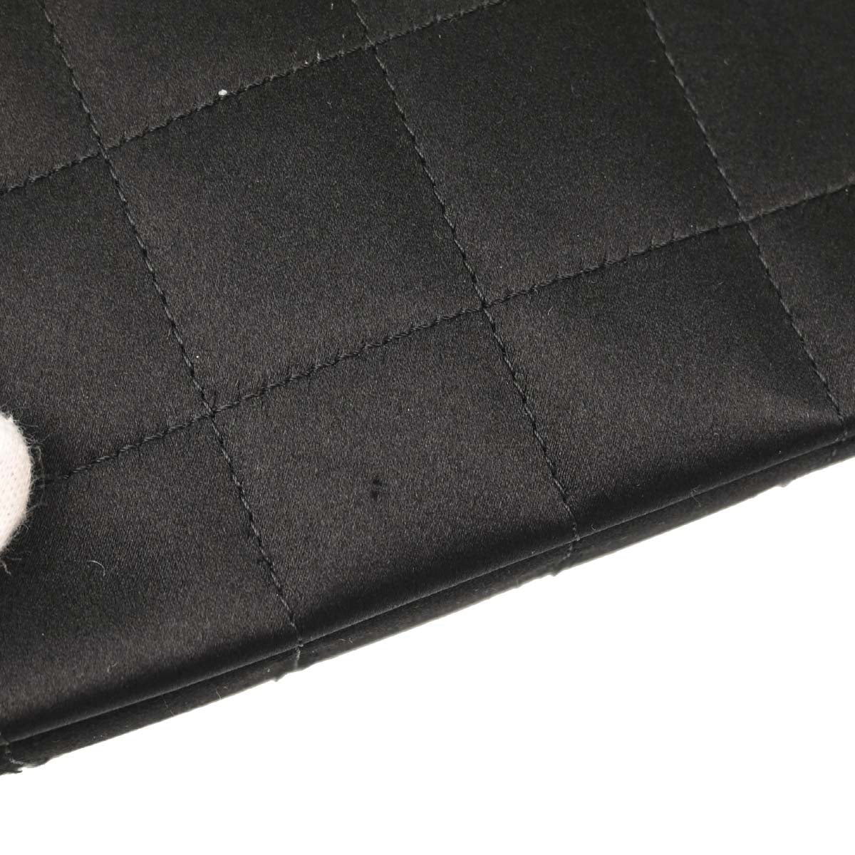 Chanel 2006-2008 Black Satin Camellia Choco Bar Shoulder Bag
