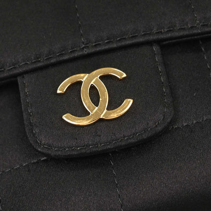Chanel 2006-2008 Black Satin Camellia Choco Bar Shoulder Bag