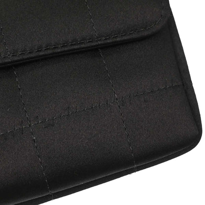 Chanel 2006-2008 Black Satin Camellia Choco Bar Shoulder Bag
