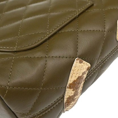 Chanel * Khaki Calfskin Python Cambon Ligne Tote Handbag