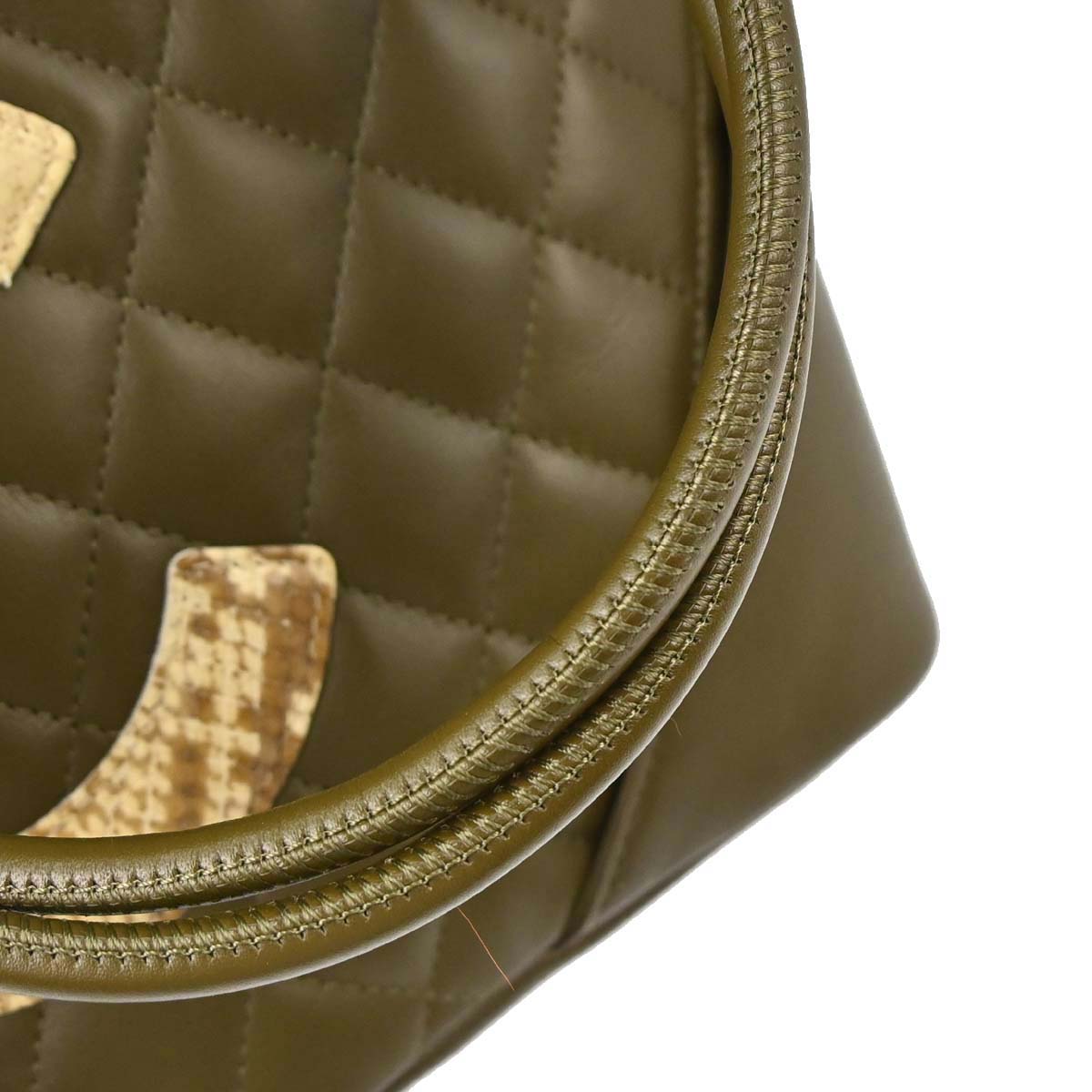 Chanel * Khaki Calfskin Python Cambon Ligne Tote Handbag