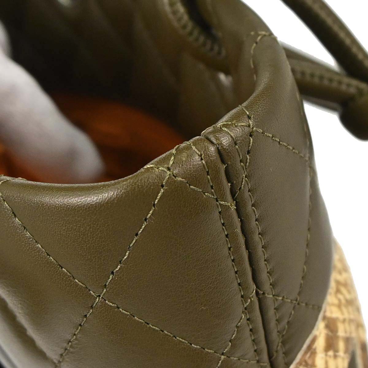 Chanel * Khaki Calfskin Python Cambon Ligne Tote Handbag
