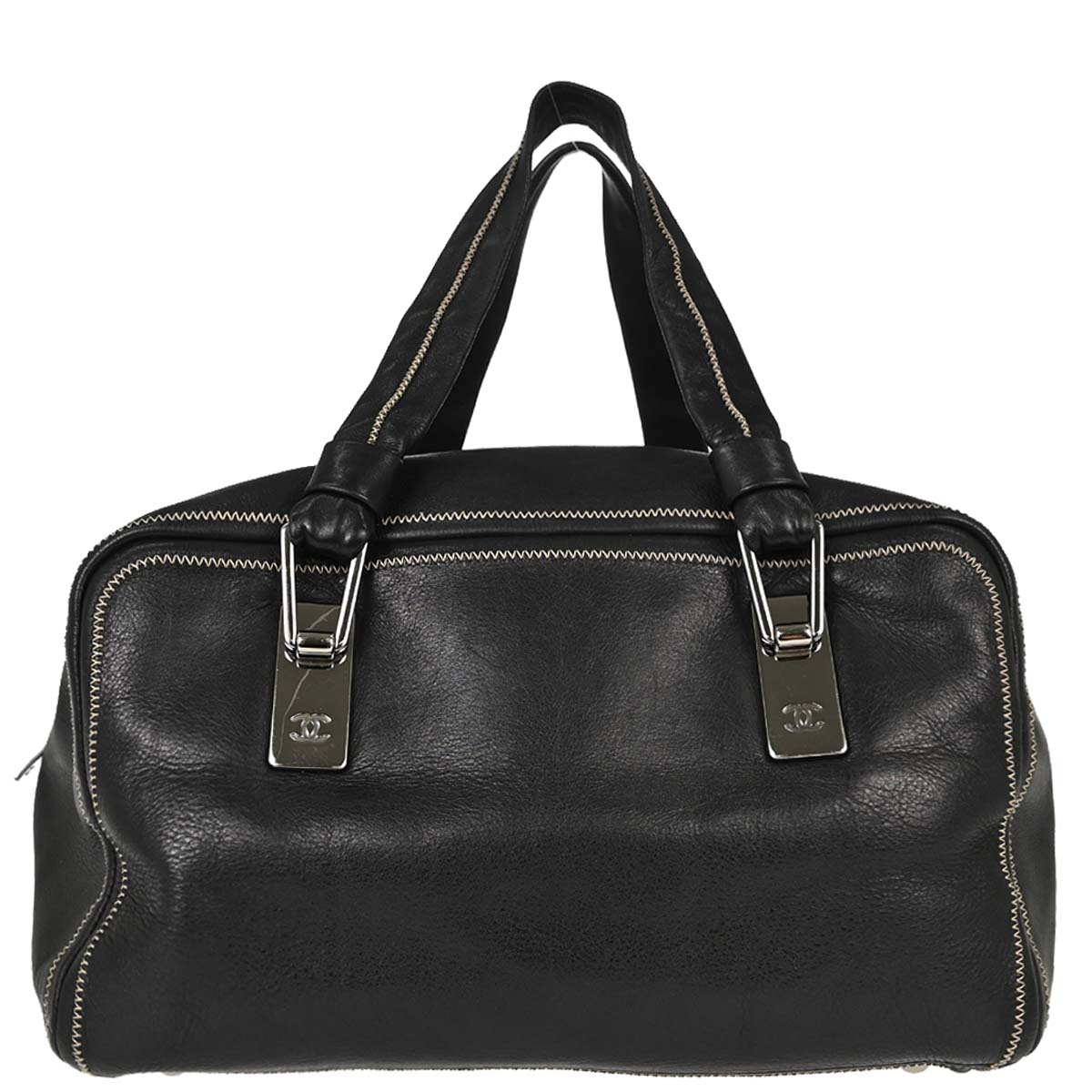 Chanel 2003-2004 Black Lambskin Stitch Handbag