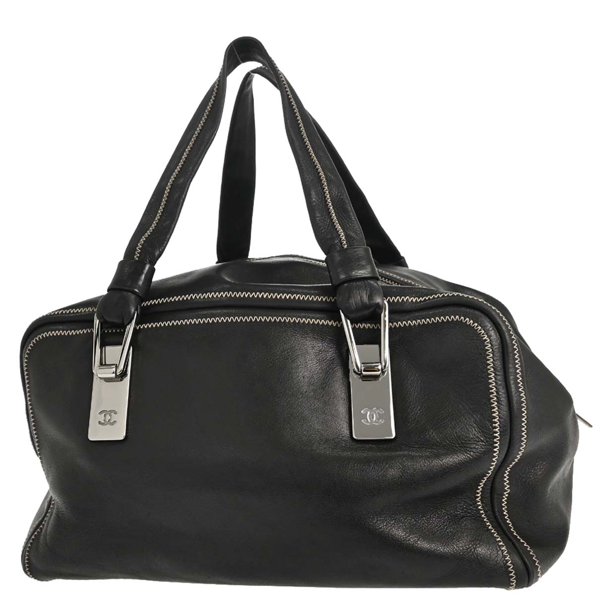 Chanel 2003-2004 Black Lambskin Stitch Handbag
