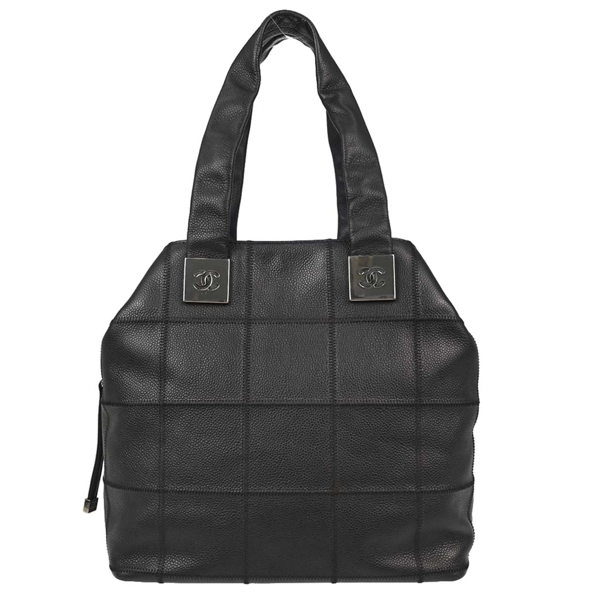 Chanel 2003-2004 Black Caviar Skin Choco Bar Wild Stitch Handbag
