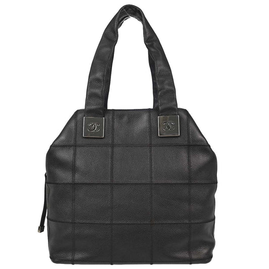 Chanel 2003-2004 Black Caviar Skin Choco Bar Wild Stitch Handbag