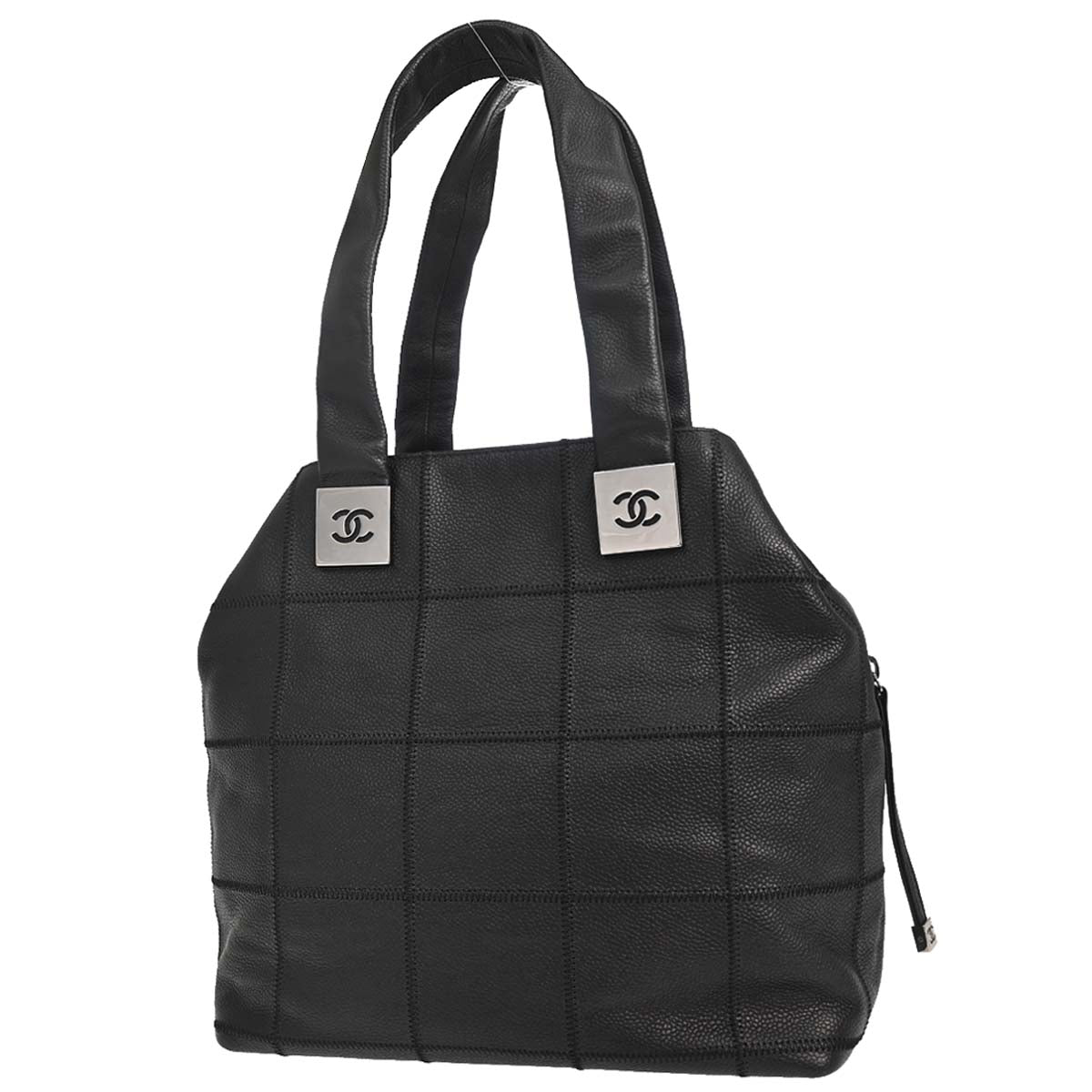 Chanel 2003-2004 Black Caviar Skin Choco Bar Wild Stitch Handbag