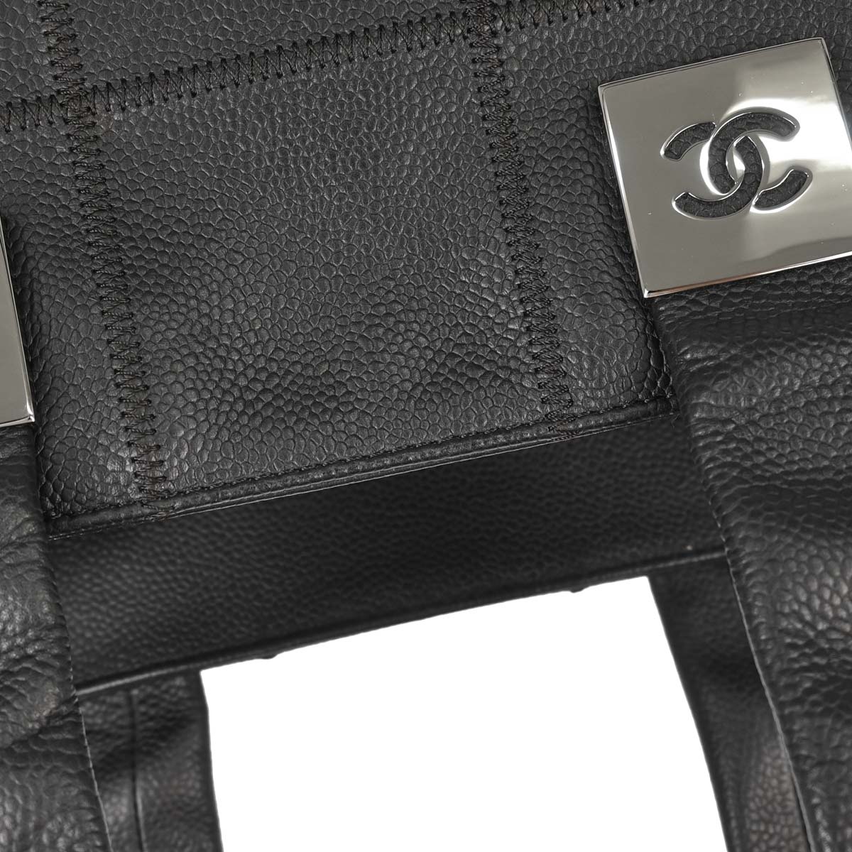 Chanel 2003-2004 Black Caviar Skin Choco Bar Wild Stitch Handbag