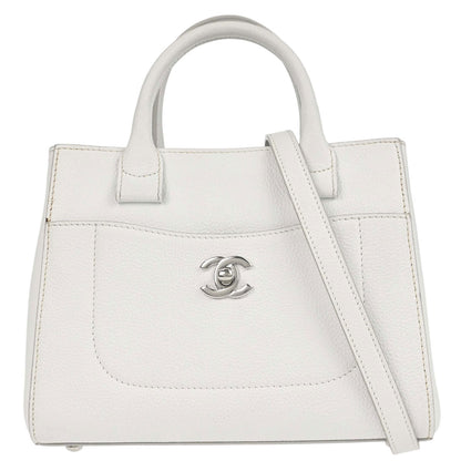Chanel White Calfskin Neo Executive Cerf 2way Shoulder Tote Bag