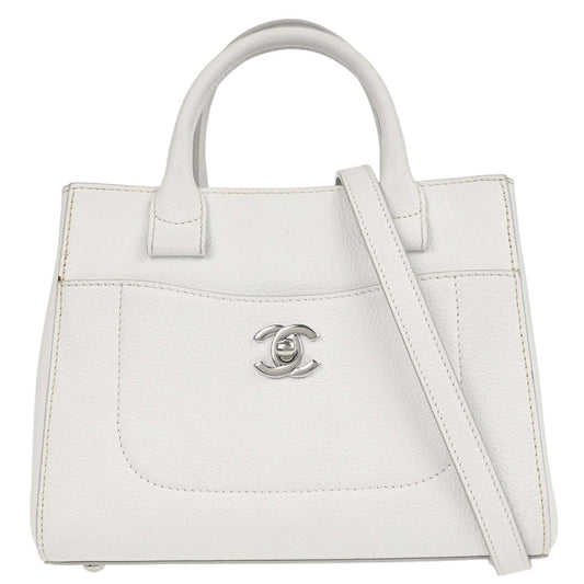 Chanel White Calfskin Neo Executive Cerf 2way Shoulder Tote Bag