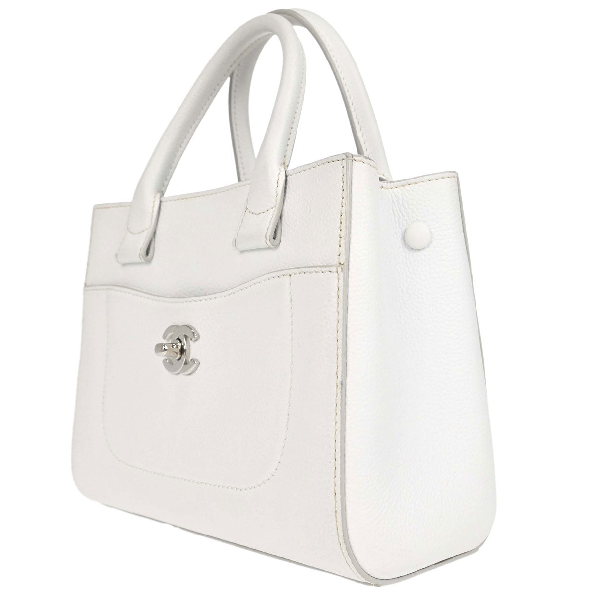 Chanel White Calfskin Neo Executive Cerf 2way Shoulder Tote Bag