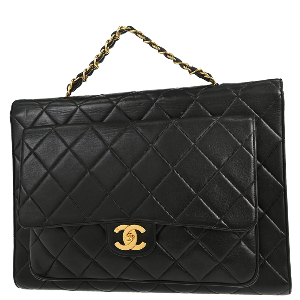 Chanel Black Lambskin Double Sided Handbag