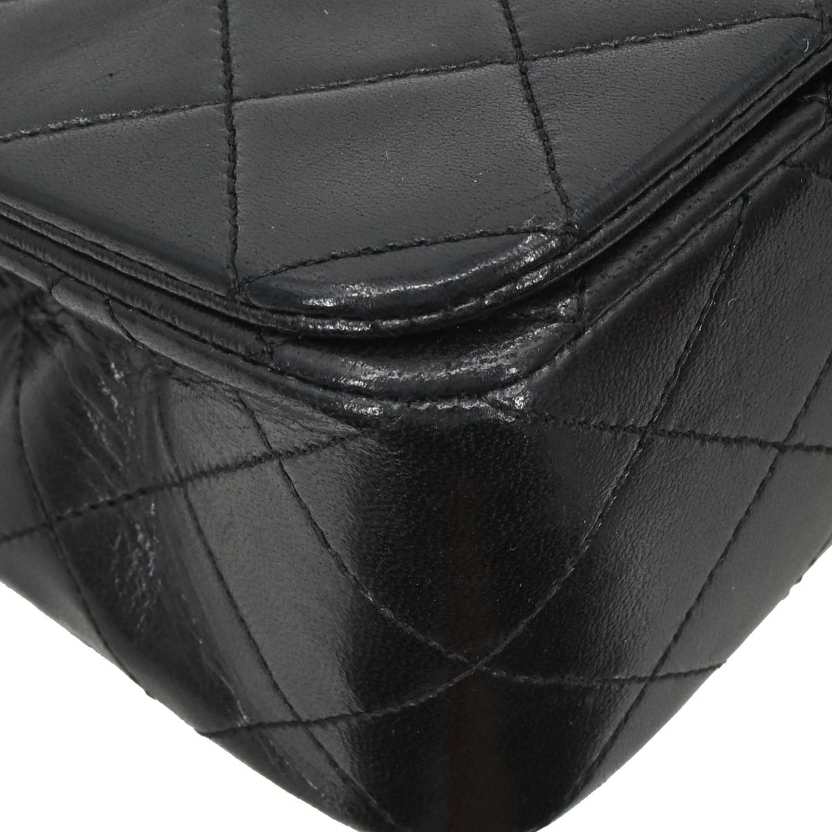 Chanel Black Lambskin Turnlock Small Full Flap Shoulder Bag
