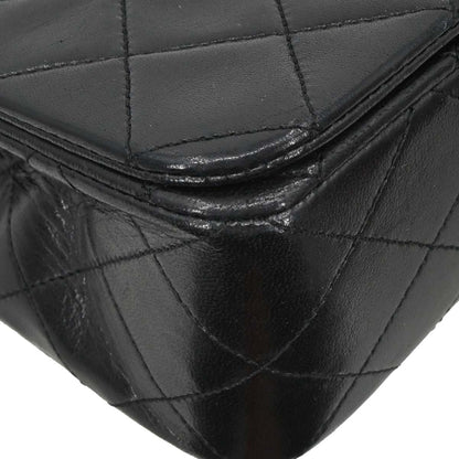 Chanel Black Lambskin Turnlock Small Full Flap Shoulder Bag