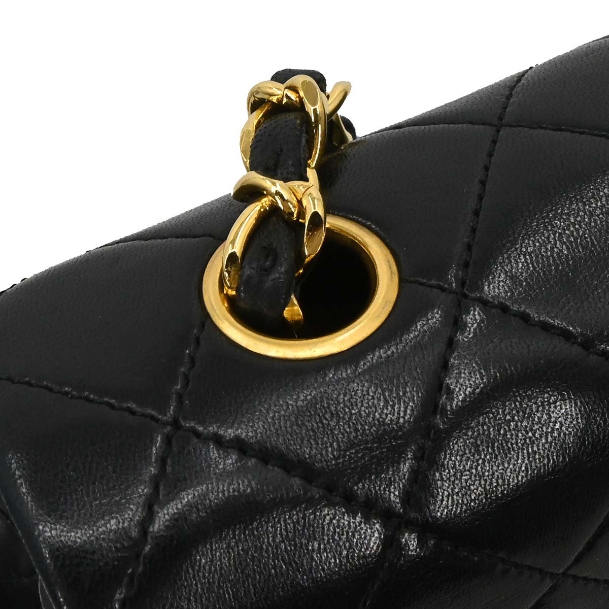 Chanel Black Lambskin Turnlock Small Full Flap Shoulder Bag