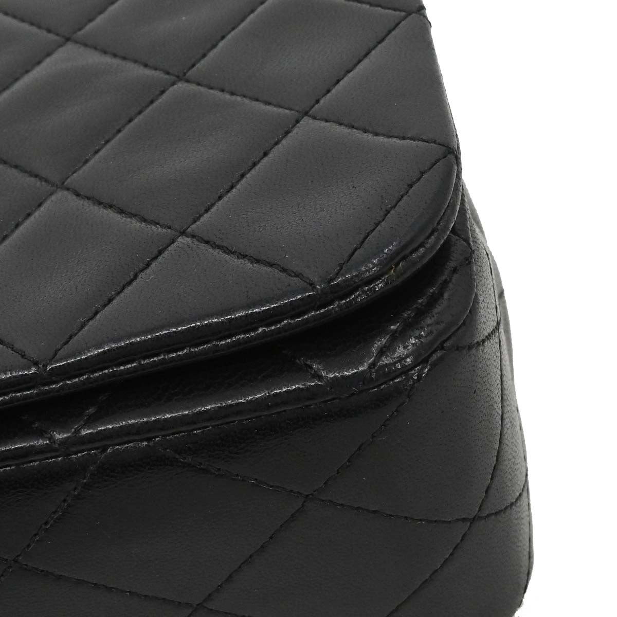 Chanel Black Lambskin Turnlock Small Full Flap Shoulder Bag