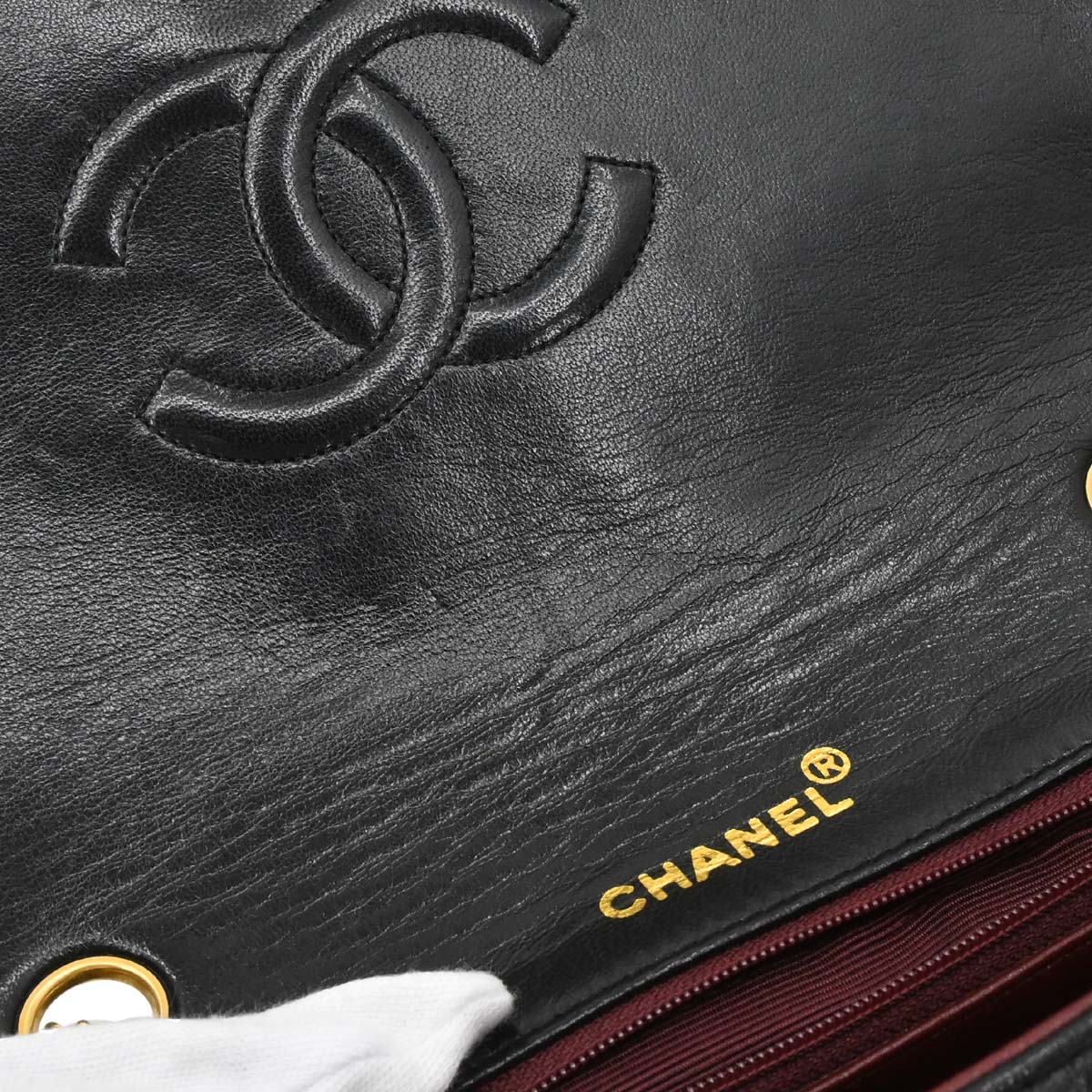 Chanel Black Lambskin Turnlock Small Full Flap Shoulder Bag