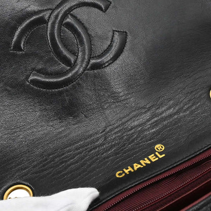 Chanel Black Lambskin Turnlock Small Full Flap Shoulder Bag