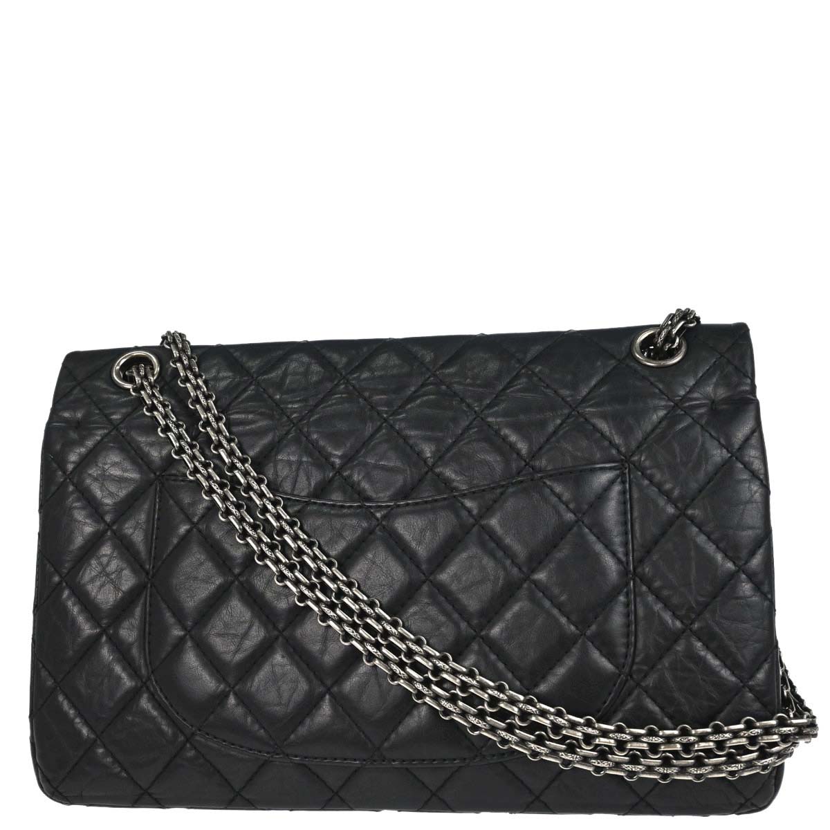 Chanel Black Calfskin 2.55 Classic Double Flap Shoulder Bag