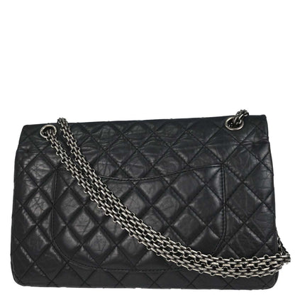 Chanel Black Calfskin 2.55 Classic Double Flap Shoulder Bag
