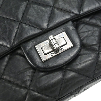 Chanel Black Calfskin 2.55 Classic Double Flap Shoulder Bag