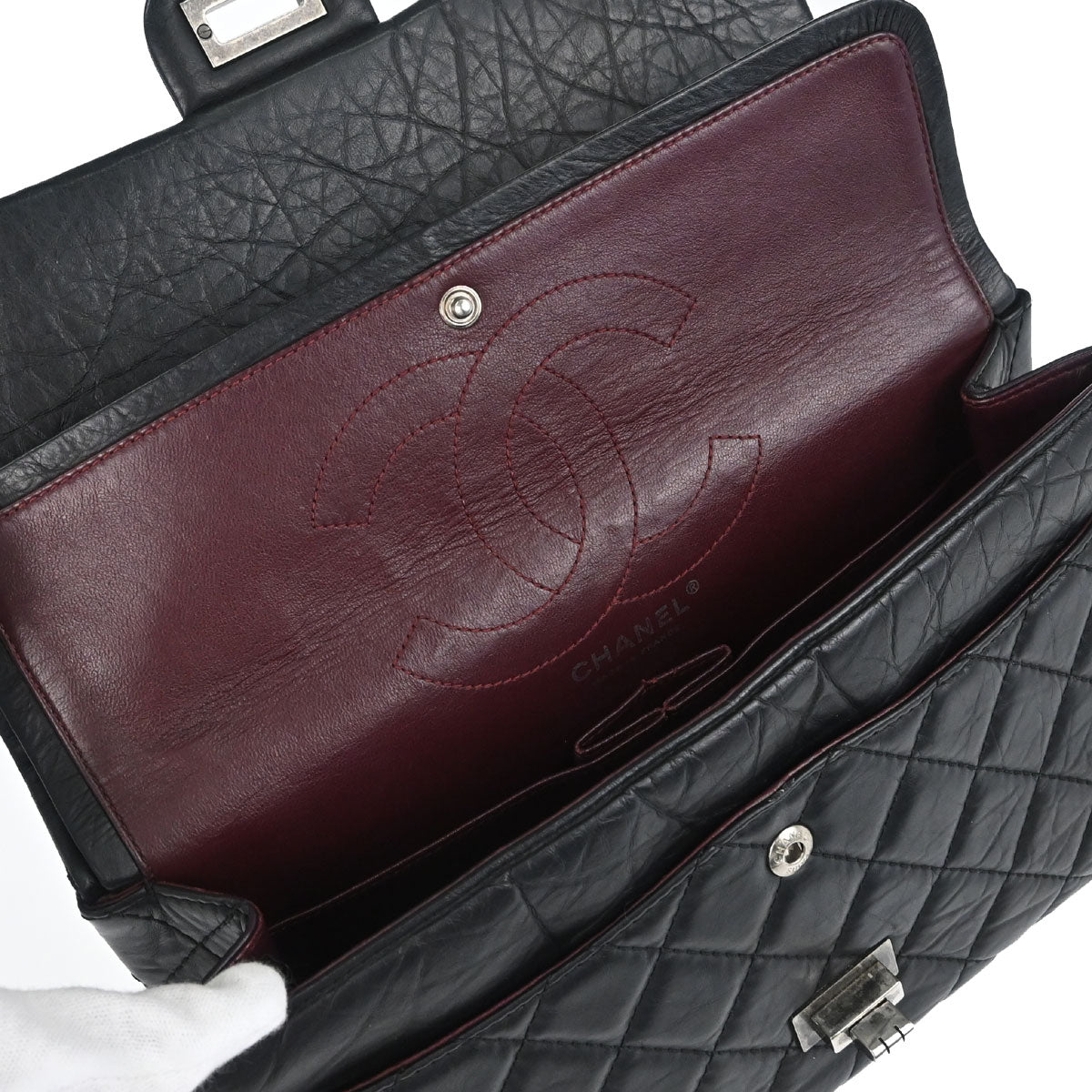 Chanel Black Calfskin 2.55 Classic Double Flap Shoulder Bag