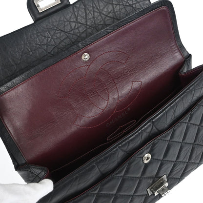 Chanel Black Calfskin 2.55 Classic Double Flap Shoulder Bag