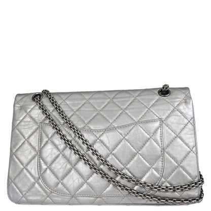 Chanel Silver Calfskin 2.55 Jumbo Classic Double Flap Shoulder Bag
