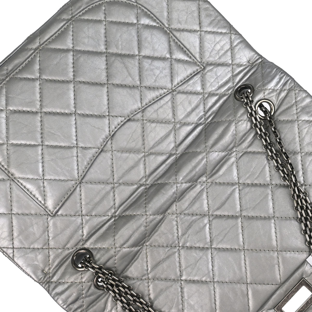 Chanel Silver Calfskin 2.55 Jumbo Classic Double Flap Shoulder Bag