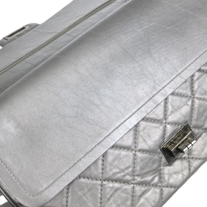 Chanel Silver Calfskin 2.55 Jumbo Classic Double Flap Shoulder Bag