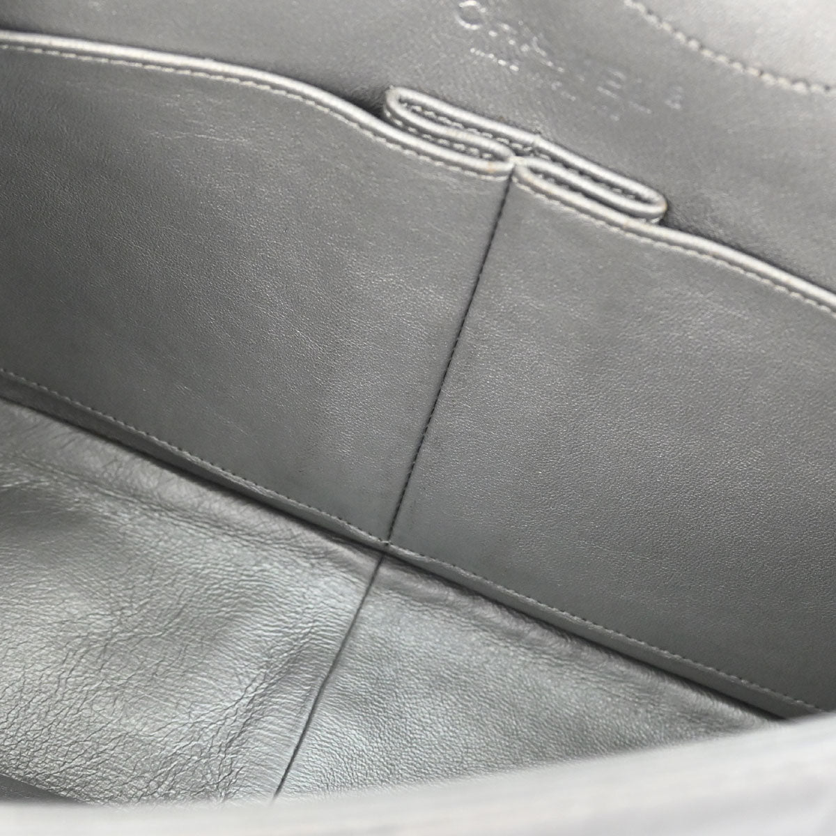 Chanel Silver Calfskin 2.55 Jumbo Classic Double Flap Shoulder Bag